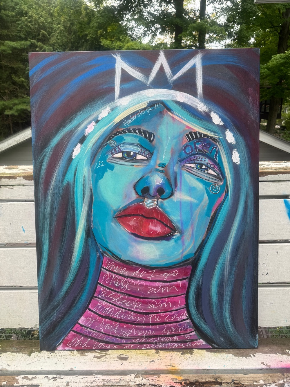 Original Large Pop Surrealism Canvas Painting – Awakening Goddess & Whimsigoth